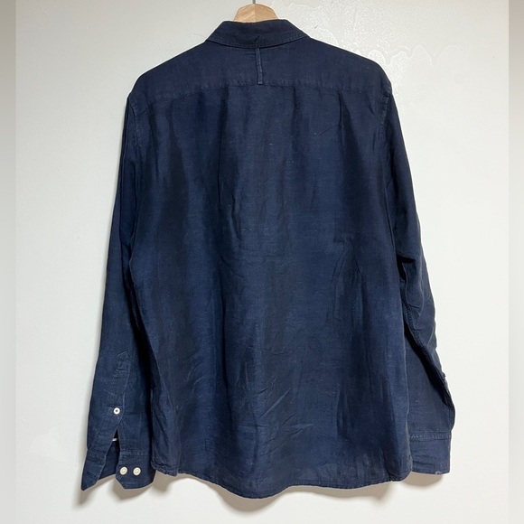 Banana Republic Navy Linen Cotton Long Sleeve Shirt M - Picture 4 of 10